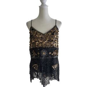 Vintage Krishma Beaded Camisole Silk Tank Y2k Zip Back Whimsigoth Fairy Goth